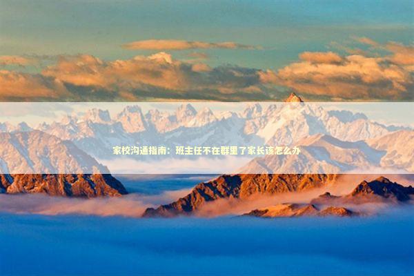 家校沟通指南：班主任不在群里了家长该怎么办