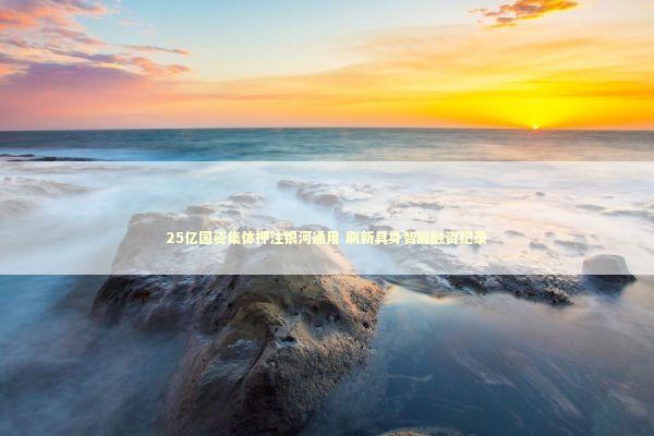 25亿国资集体押注银河通用 刷新具身智能融资纪录