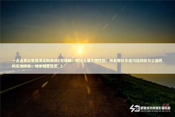 一点点发公告澄清资助男孩2处误解：帮扶儿童不限性别；所有帮扶家庭均经政府与公益机构实地核实，绝非随意选定_2